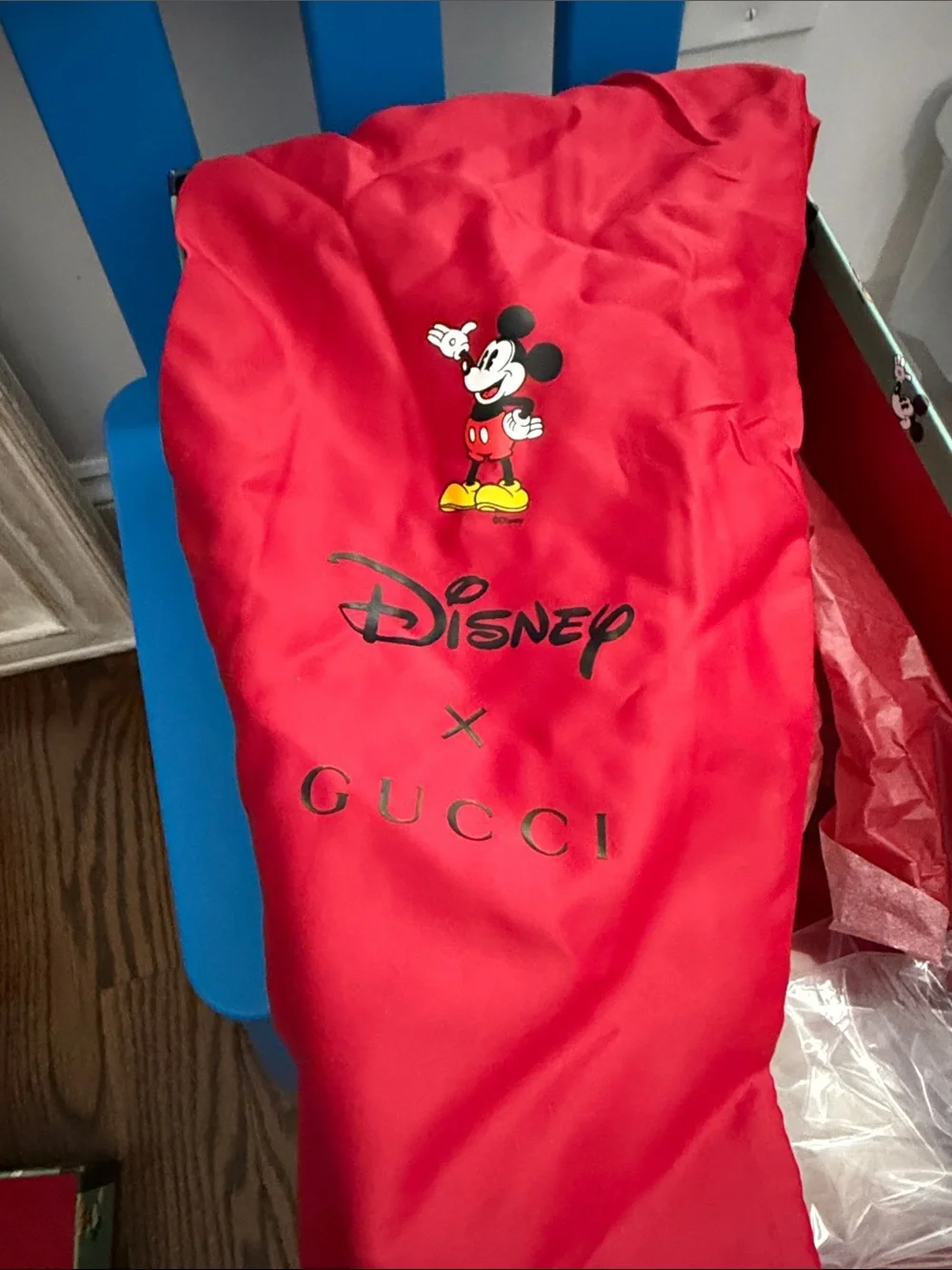 Gucci White Mickey Mouse Sneakers with Red Heel Accent